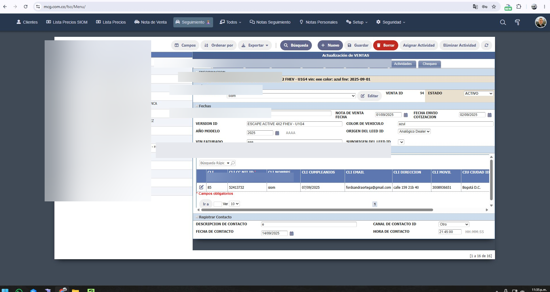 CRM Gestión Comercial FSO — MCG
